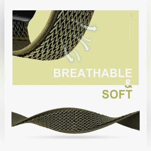 Solo Loop Army Green Watch Band with Metal Buckle - Picture 3 of 7